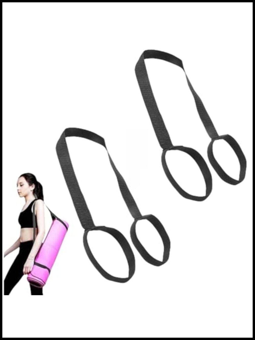 2Pc Yoga Mat Elastic Strap Set Adjustable Carrying Straps for Exercise Mat